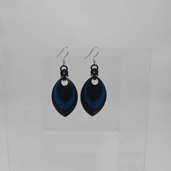 Black, Blue and Black Scale Earrings - view 2