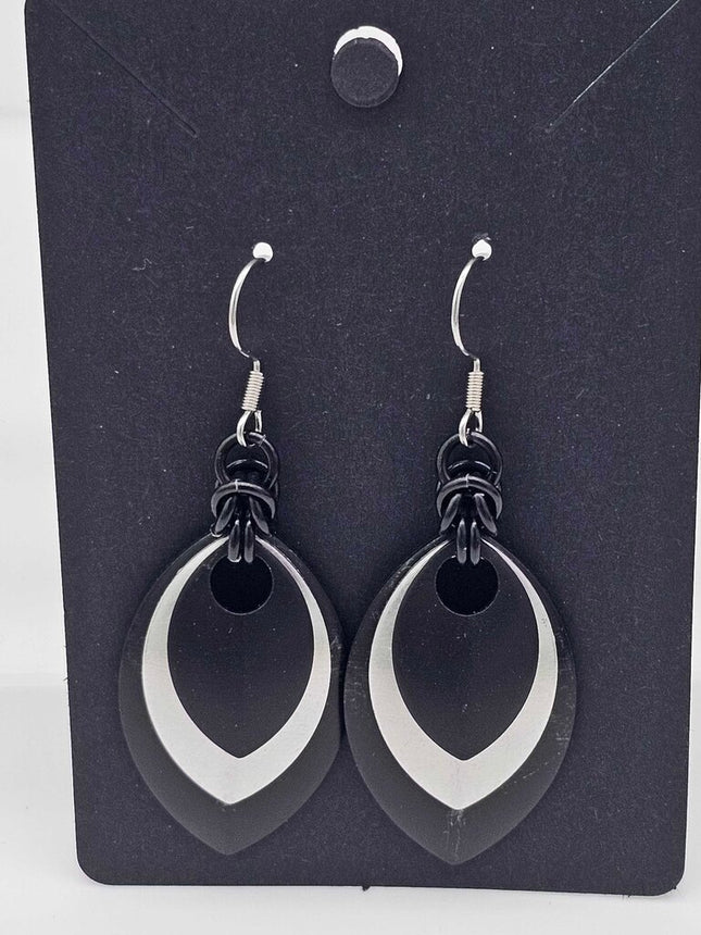 Black, Silver and Black Scale Earrings