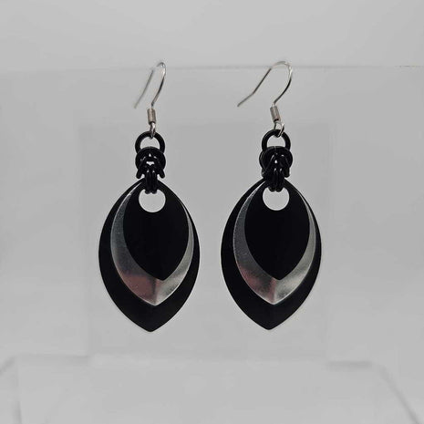 Black, Silver and Black Scale Earrings