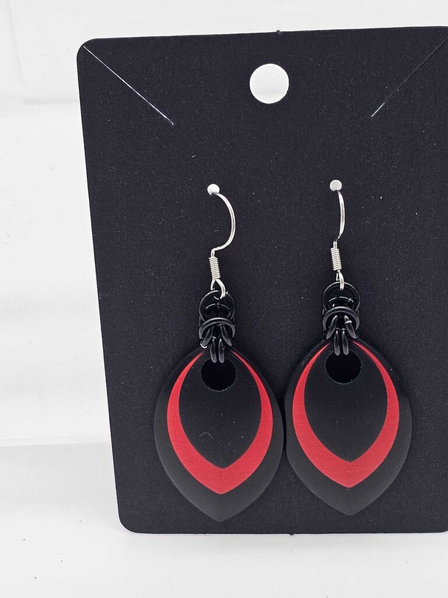 Black, Red, Black Scale Earrings