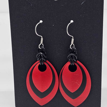 Red, Black, Red Scale Earrings