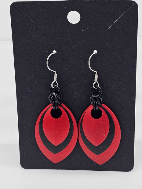 Red, Black, Red Scale Earrings