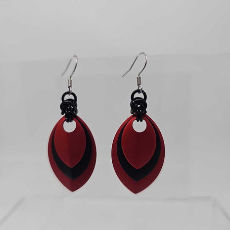 Red, Black, Red Scale Earrings
