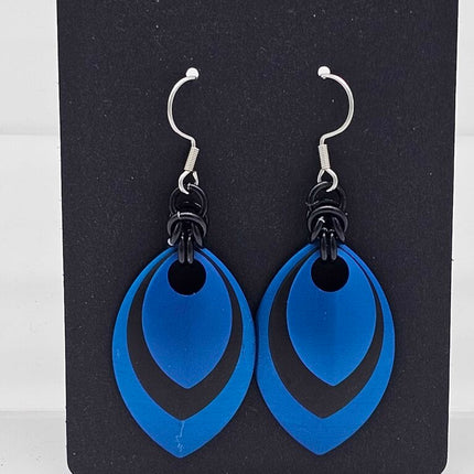 Blue, Black, Blue Scale Earrings