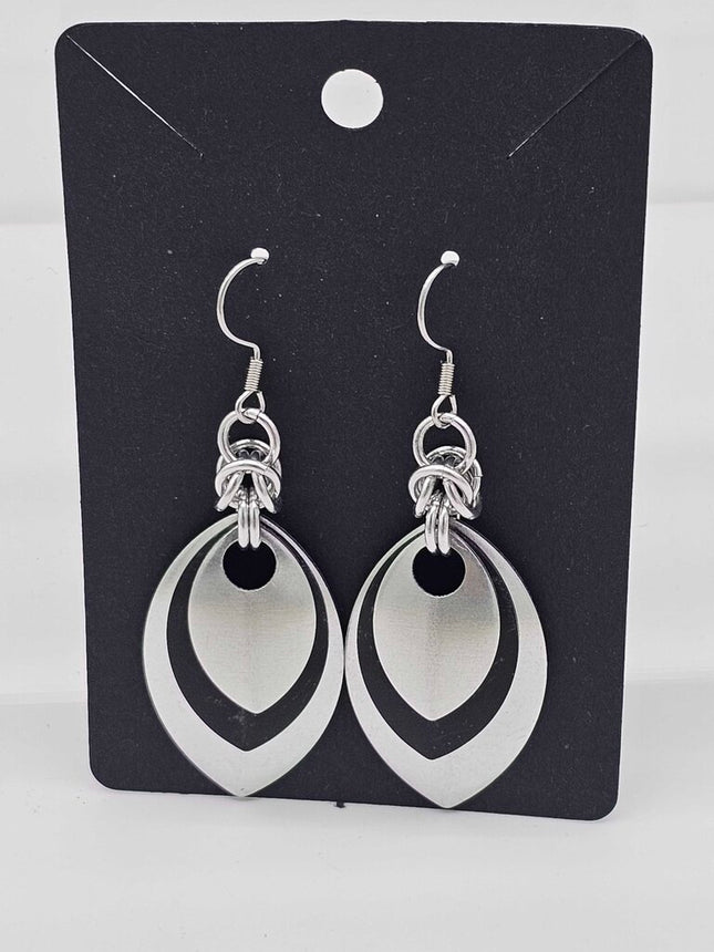 Silver, Black and Silver Scale Earrings