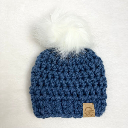 Pom Pom Hat (0-3 month) - Denim