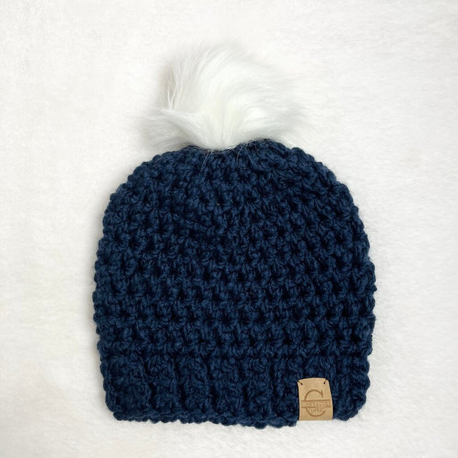 Pom Pom Hat (6-18 month) - Dark Blue