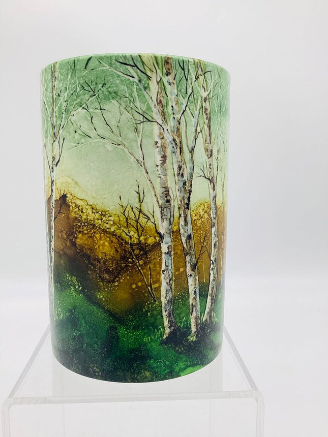 4x6 Vase- Birches/Mtn in Grn Mist