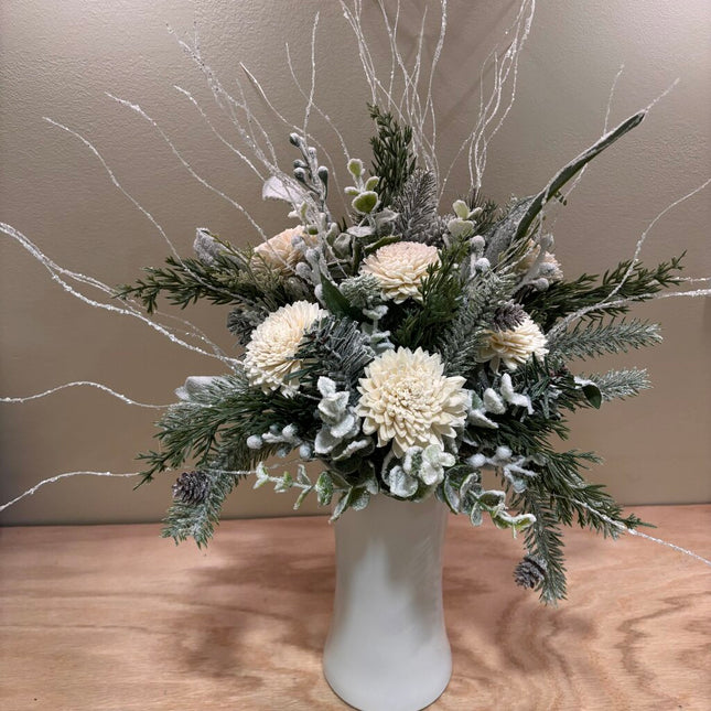 White Winter with White Sola Wood Flowers