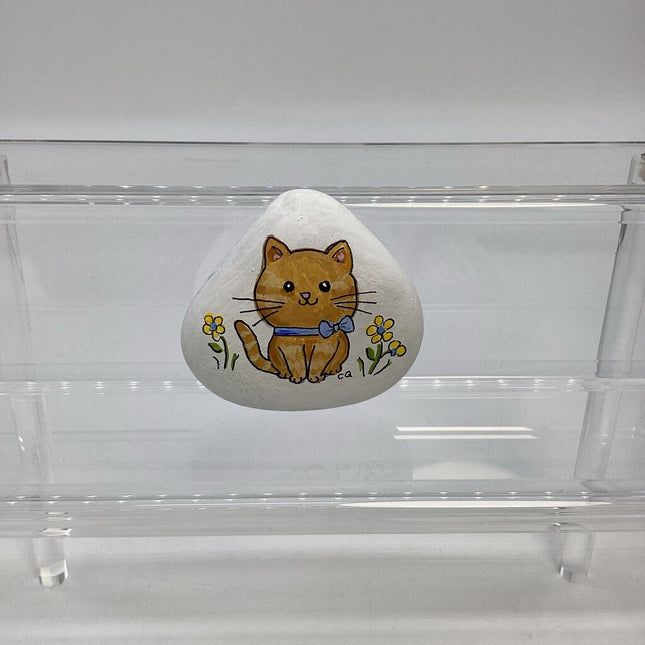 Rock white w/yellow cat