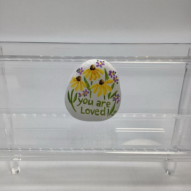 Rock white w/yellow daisies You Are Loved