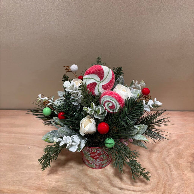 Candy Tin Filled with White Sola Wood Flowers