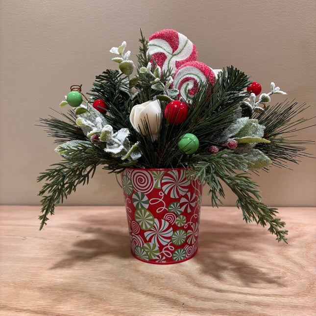 Candy Tin Filled with White Sola Wood Flowers
