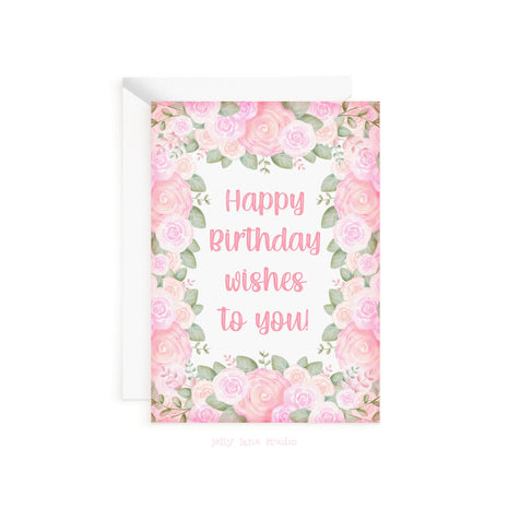 PINK ROSES birthday card