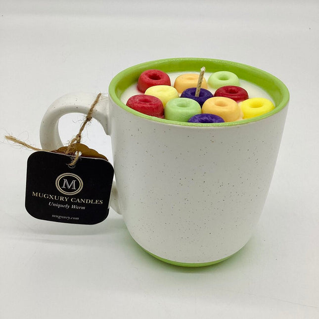 Fruit Loops - Mug Candle (Speckled white & sage) - 100% Soy Wax