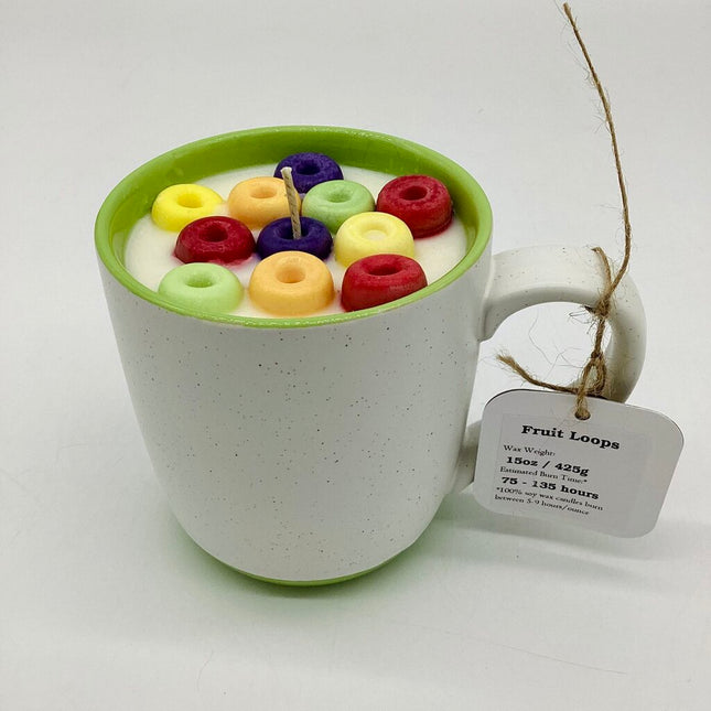 Fruit Loops - Mug Candle (Speckled white & sage) - 100% Soy Wax