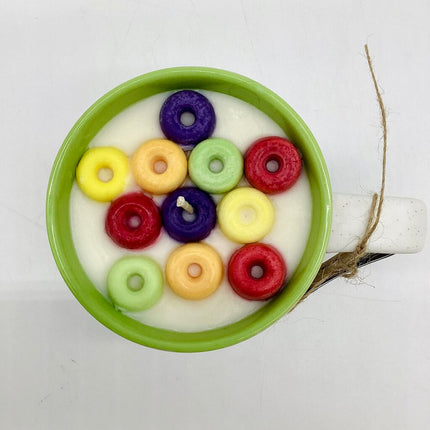 Fruit Loops - Mug Candle (Speckled white & sage) - 100% Soy Wax