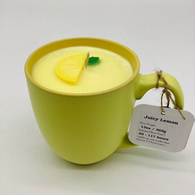 Juicy Lemon - Mug Candle (Yellow Pastel) - 100% Soy Wax