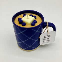 Blueberry Pancakes (Blue Crosshatch mug) - Mug Candle - 100% Soy Wax - view 2