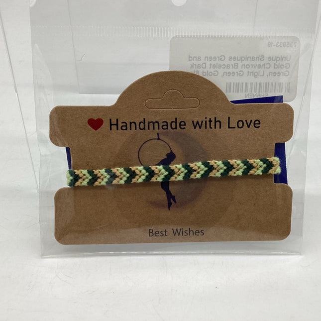 Green and Gold Chevron Bracelet
