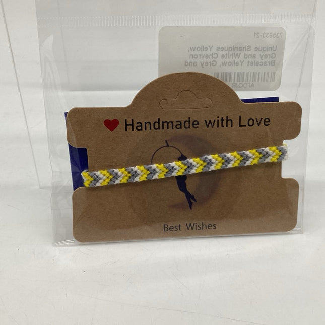 Yellow, Grey and White Chevron Bracelet