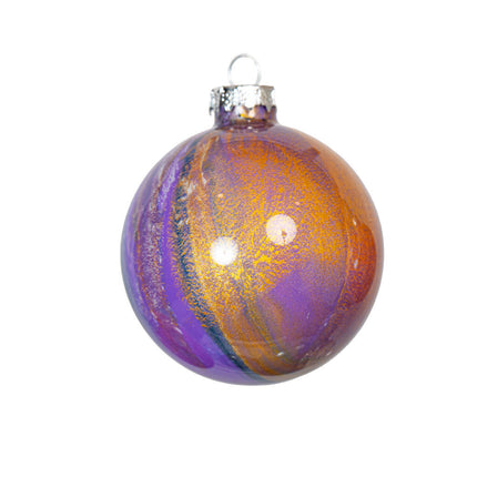 3" Round Fluid Art Christmas ornament - purple, blue, gold