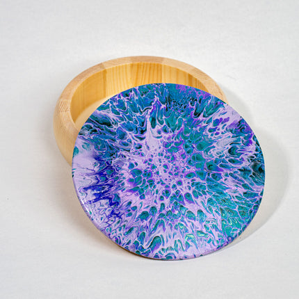 Trinket box 5" x 1.75" lavender and teal