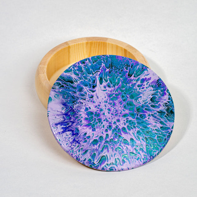 Trinket box 5" x 1.75" lavender and teal