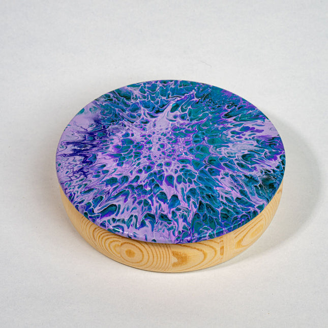 Trinket box 5" x 1.75" lavender and teal
