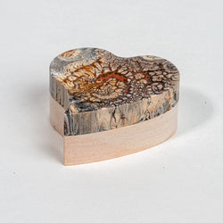 Heart shaped Trinket Box 3" x 1.5" - neutral colors, earth, tones, beige, white - view 1