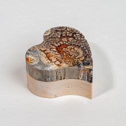 Heart shaped Trinket Box 3" x 1.5" - neutral colors, earth, tones, beige, white - view 3