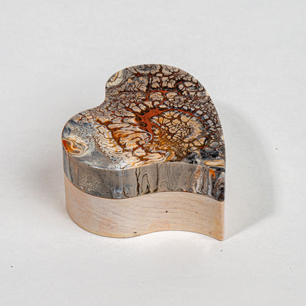 Heart shaped Trinket Box 3" x 1.5" - neutral colors, earth, tones, beige, white