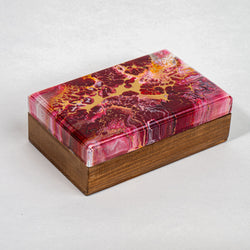 Wood Trinket box 5.5, 3.5, 2" - Burgundy gold white - view 1