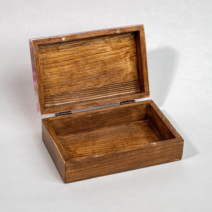 Wood Trinket box 5.5, 3.5, 2" - Burgundy gold white