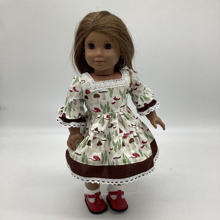 White dress with mushrooms shoes and socks