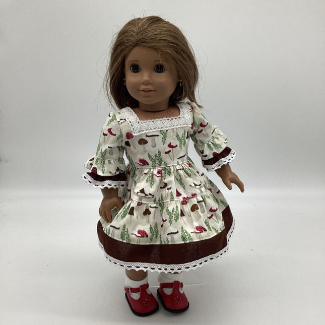 White dress with mushrooms shoes and socks