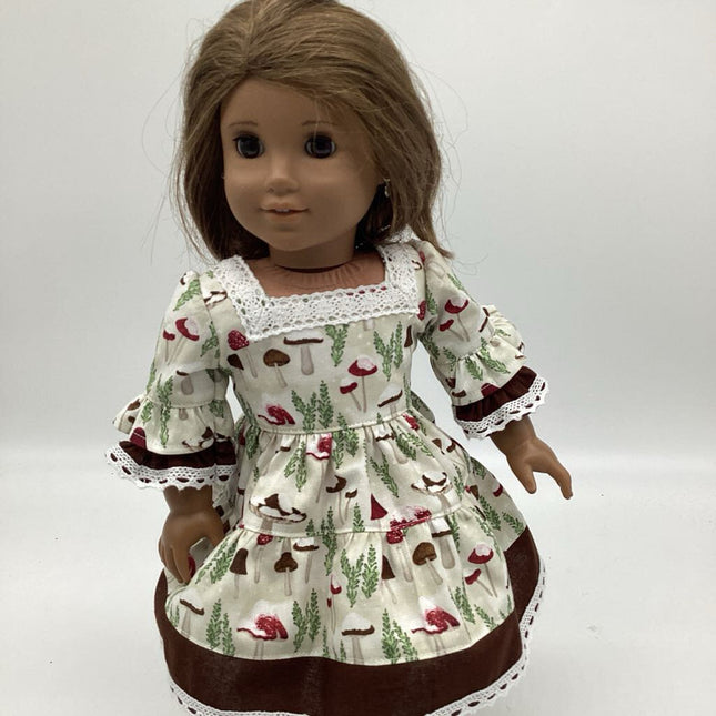 White dress with mushrooms shoes and socks