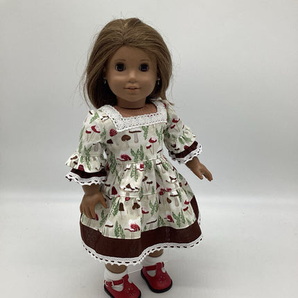 White dress with mushrooms shoes and socks