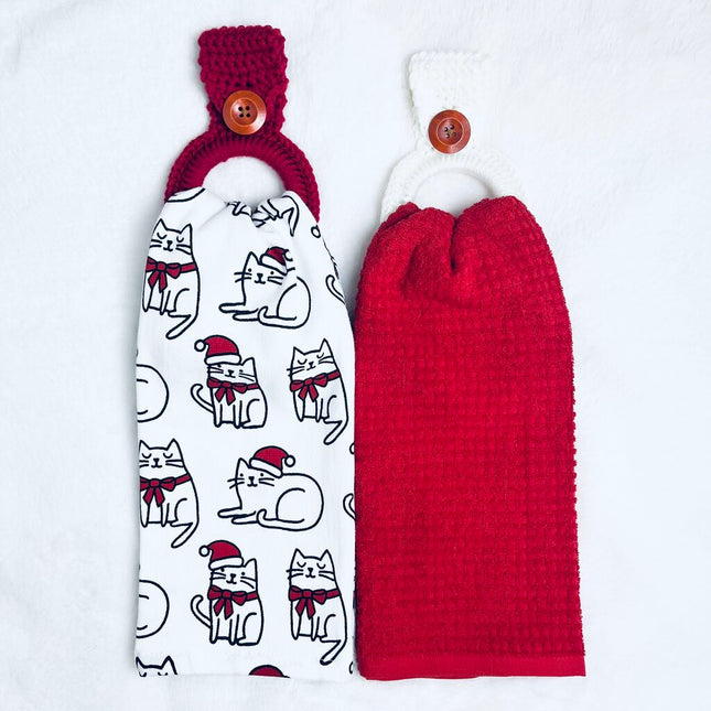 Hanging Towel Gift Set - Santa Cats