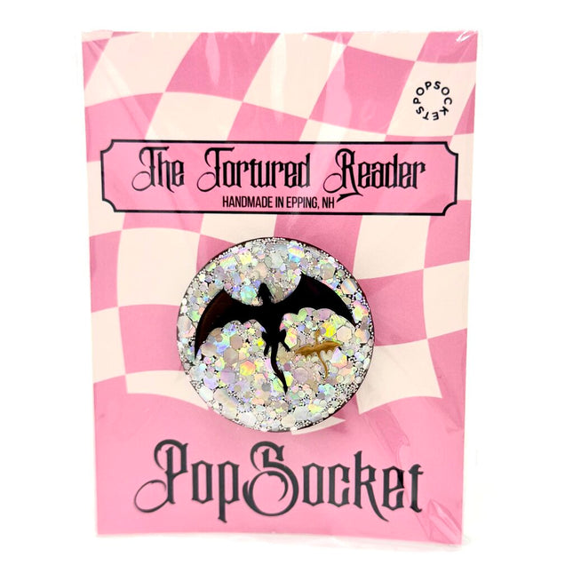 Dragon Duo Silver Glitter PopSocket