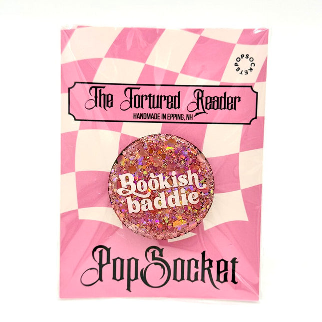 Bookish Baddie Pink Glitter PopSocket