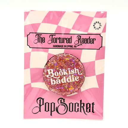 Bookish Baddie Pink Glitter PopSocket