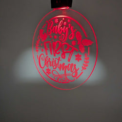 Laser Engraved Light Up Christmas Ornament, Baby's First Christmas - view 2