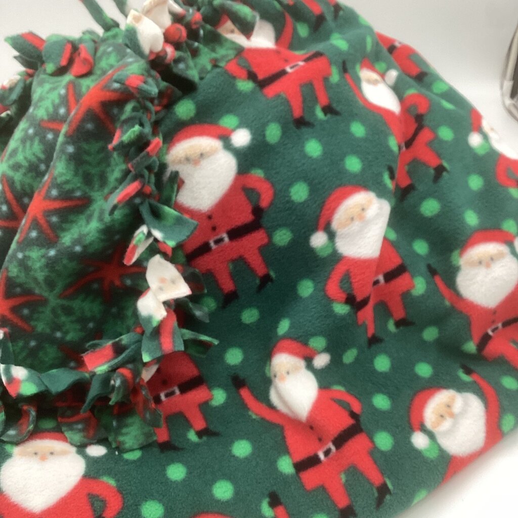 Santa fleece blanket w/ green snowflake