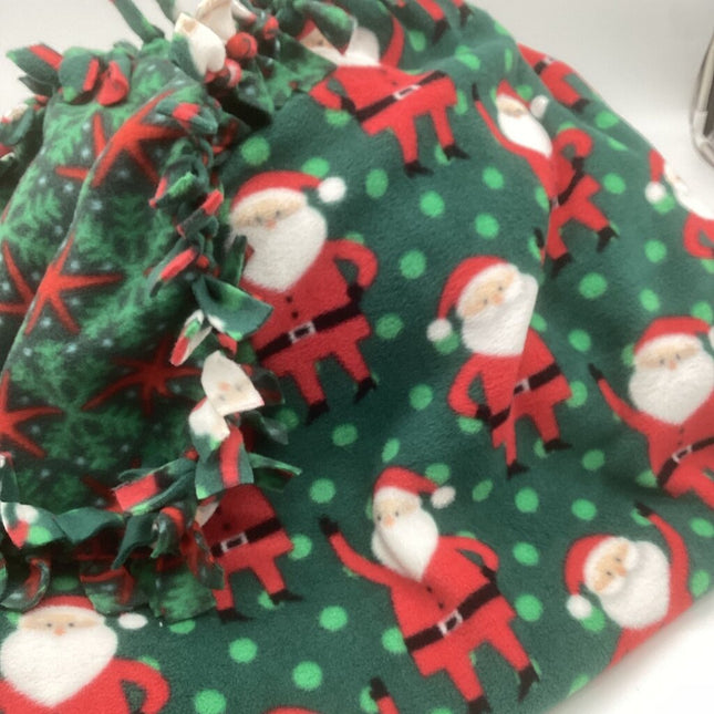 Santa fleece blanket w/ green snowflake