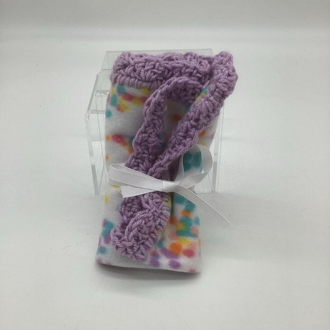 Fleece lovey / crocheted lilac border