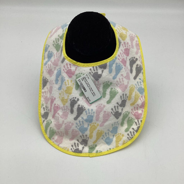 Baby Bib Hand/Foot Prints yellow trim