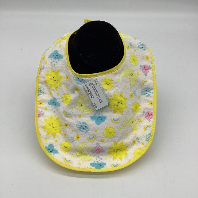 Baby Bib Sunshine/Clouds yellow trim