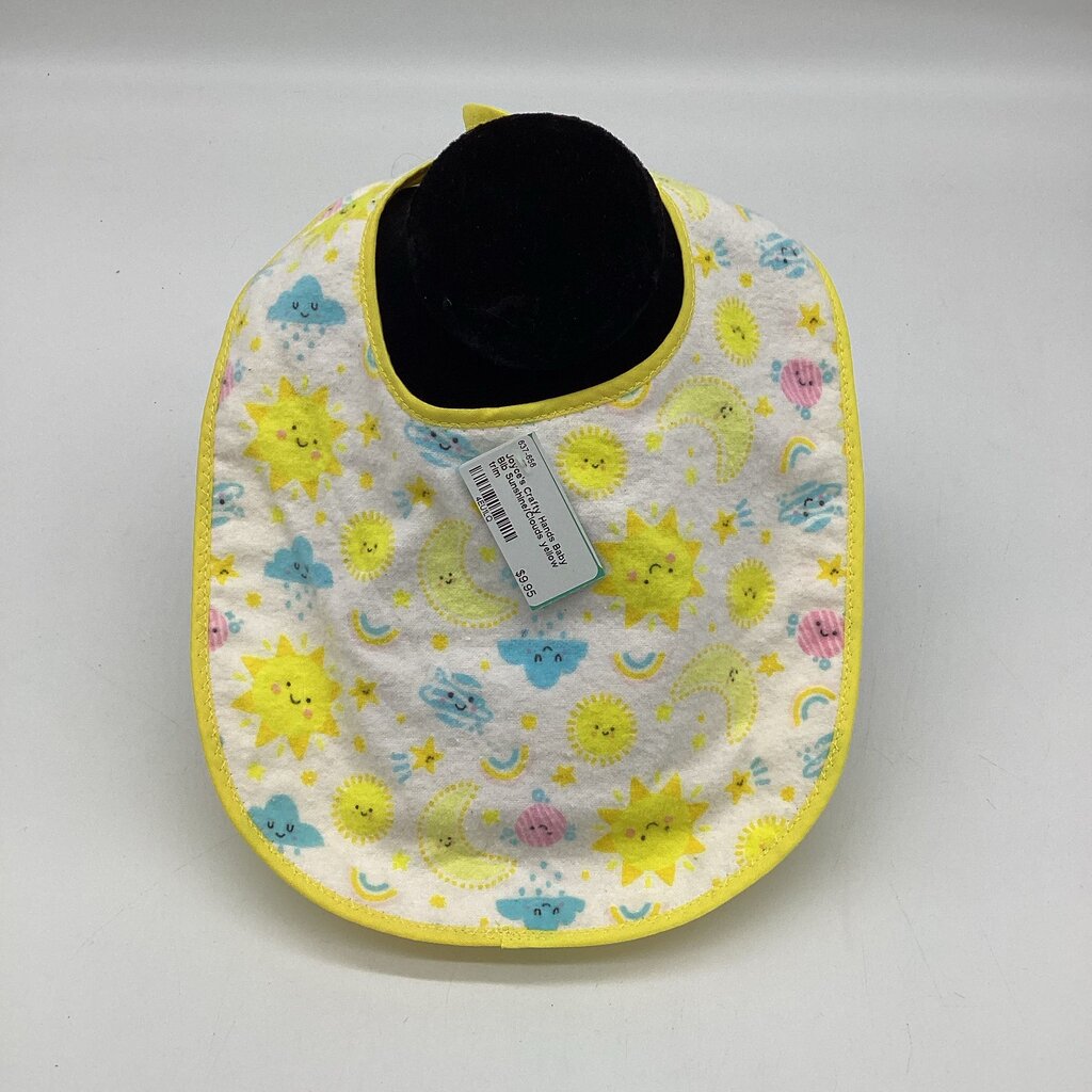 Baby Bib Sunshine/Clouds yellow trim