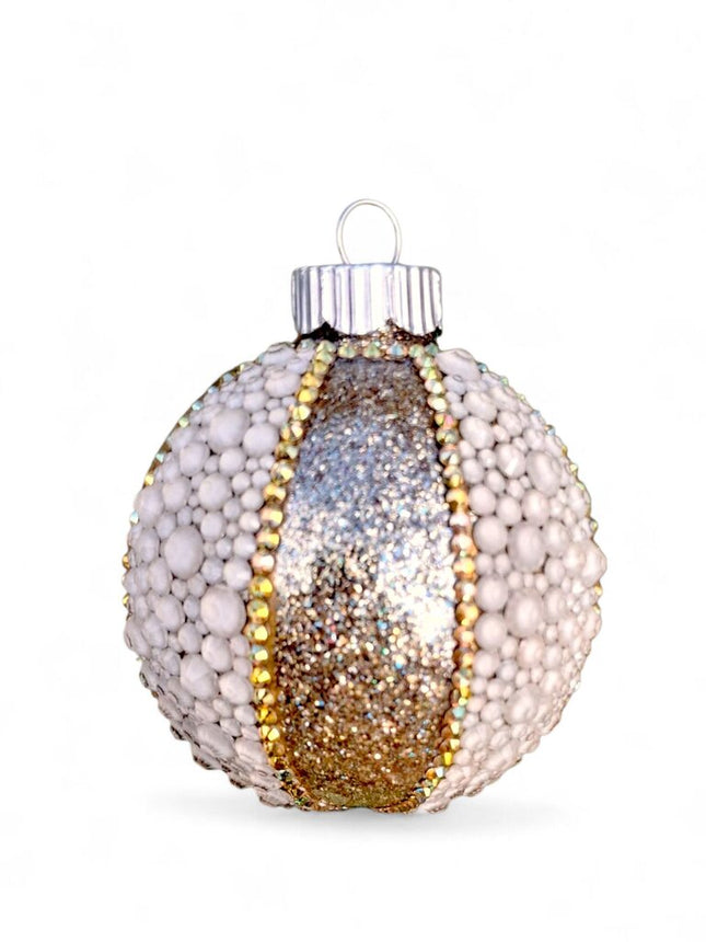 2.6 in Gold & Ivory Rhinestone Ornament